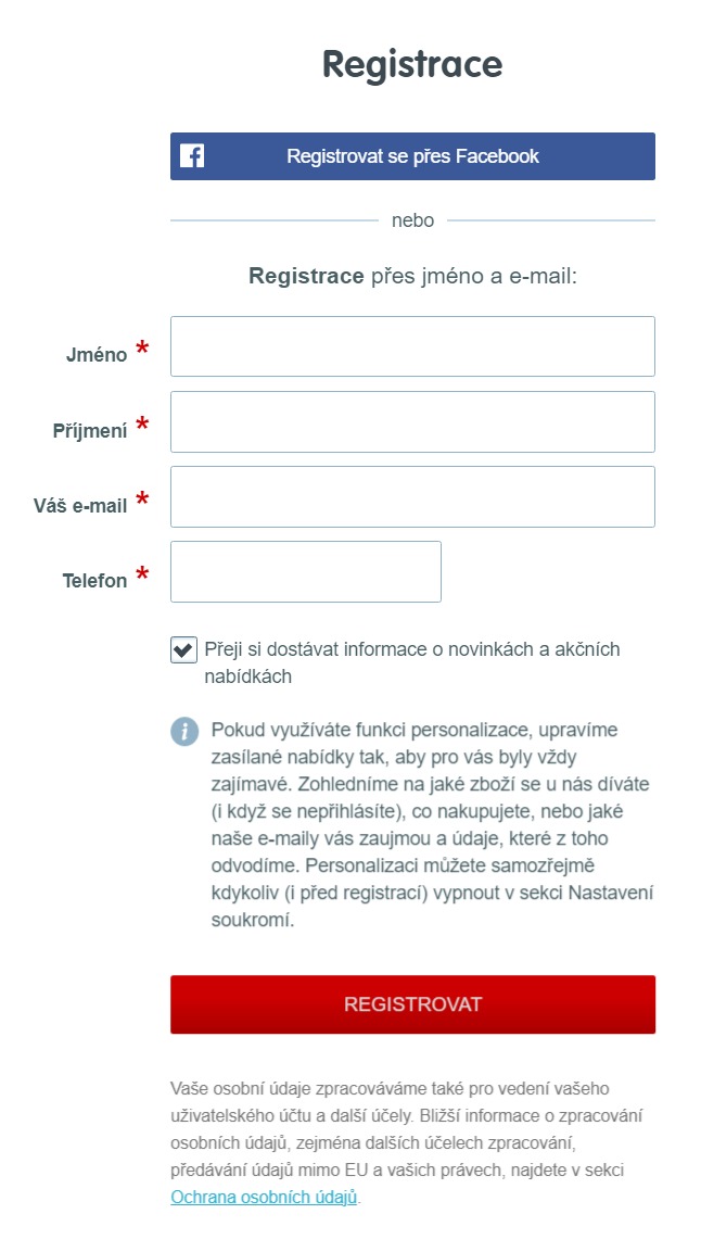 Mall.cz registrace