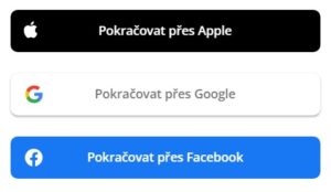 Registrace přes sociální sítě