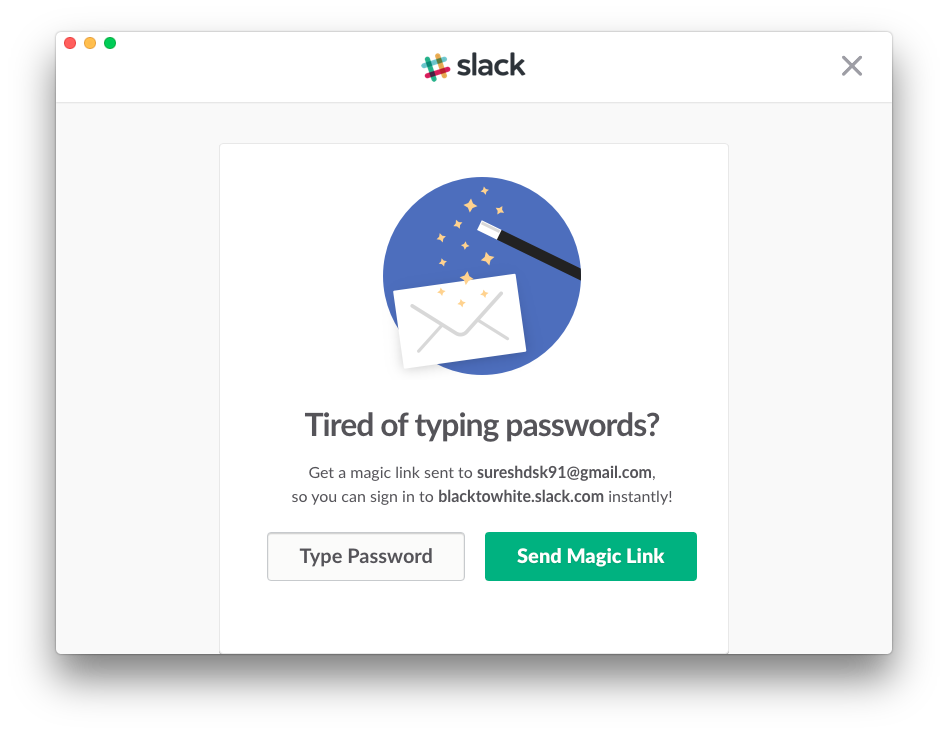 Slack magic link