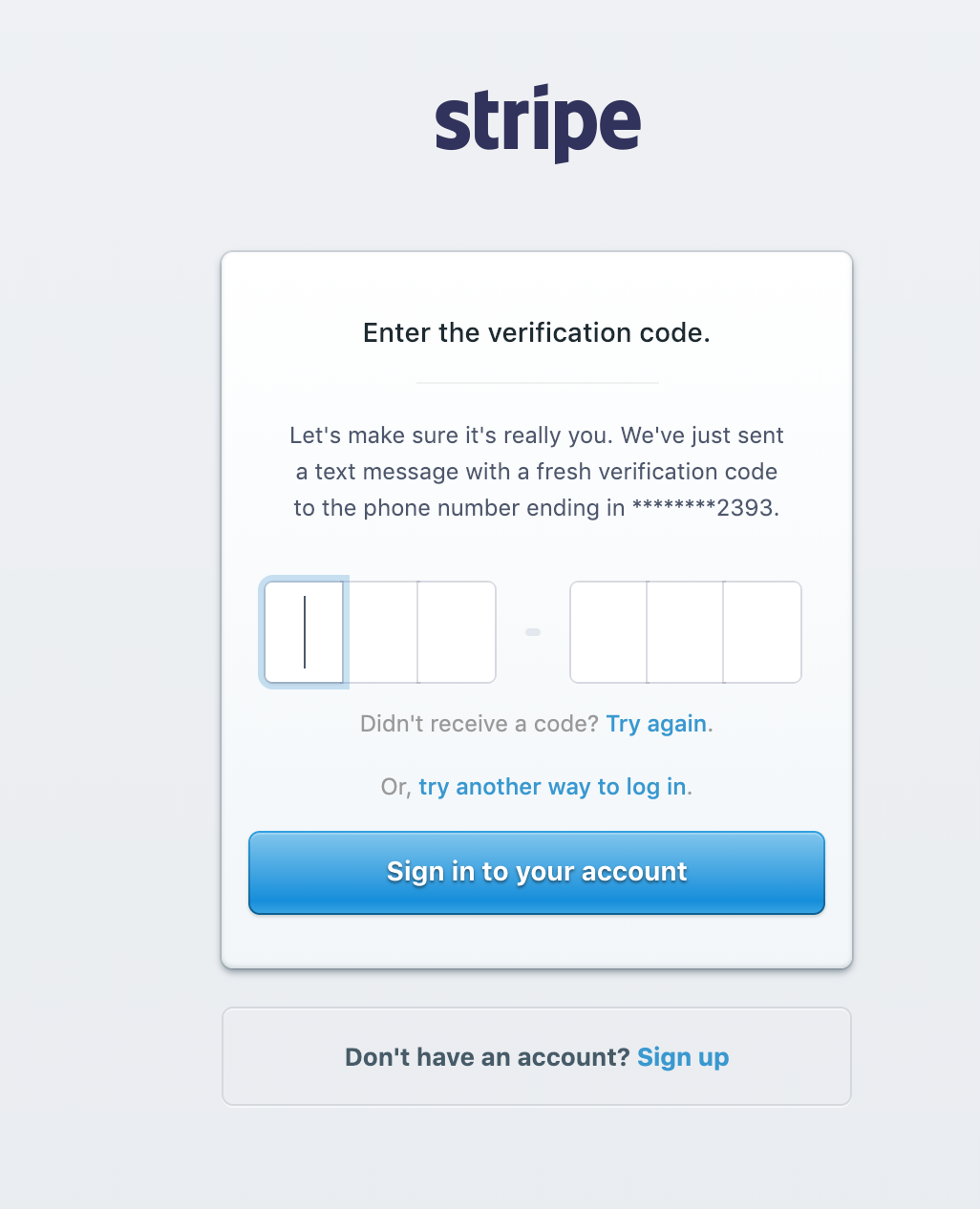 Stripe ověřovací sms kód